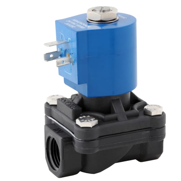 Solenoid Valve, 2-Way, 1 in Pipe Size, 24VDC, Diaphragm, Pilot Operated, Nylon, NBR